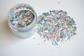 Silver Chic holographic chunky glitter mix with star and hexagon sequins